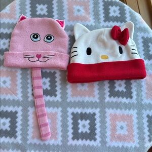 2 hats Hello Kitty and Pink Cat Beanies